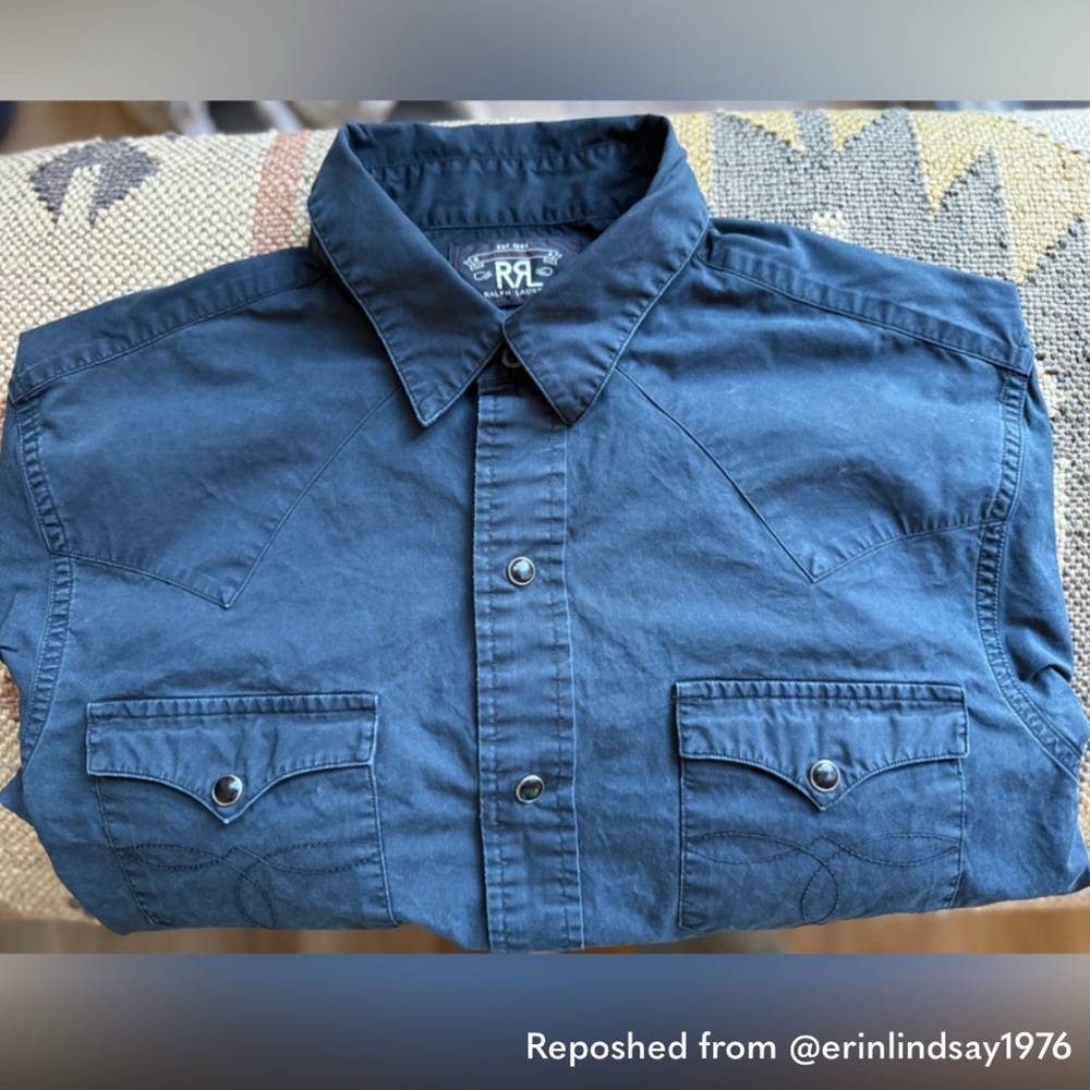Ralph Lauren Double RL Black Casual Button Down Shirt